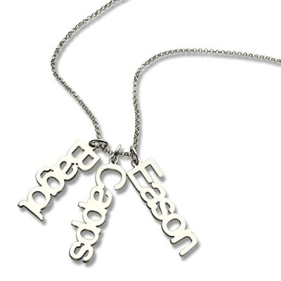 Customised Vertical Multi Names Necklace Sterling Silver - The Name Jewellery™