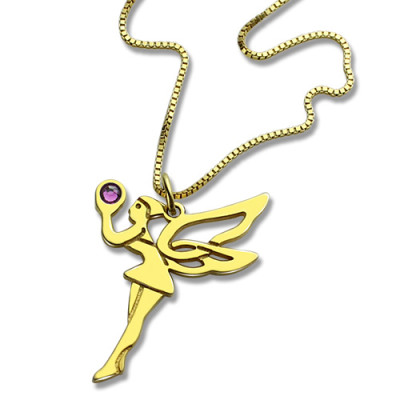 Fairy Birthstone Necklace for Girlfriend 18ct Gold Plated Silver 925 - The Name Jewellery™