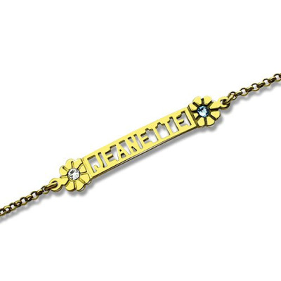 Personalised Birthstone Name Bracelet for Her 18ct Gold Plated - The Name Jewellery™