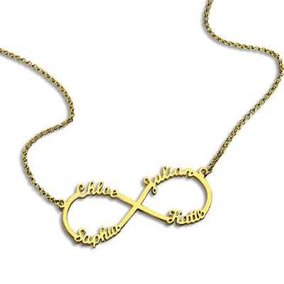 Custom 18ct Gold Plated Infinity Necklace 4 Names - The Name Jewellery™