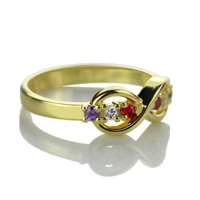 18ct Gold Plated Infinity Promise Rings with Birthstone - The Name Jewellery™