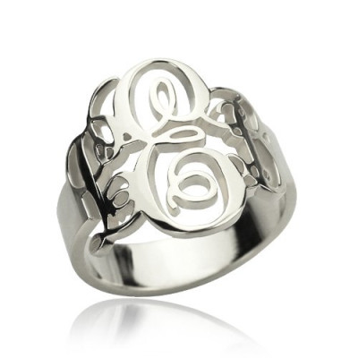 Personalised Fancy Monogram Ring Sterling Silver - The Name Jewellery™