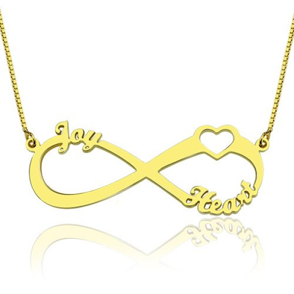 Heart Infinity Necklace 3 Names 18ct Gold Plated - The Name Jewellery™