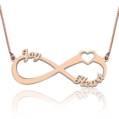 Heart Infinity Necklace 3 Names 18ct Rose Gold Plated - The Name Jewellery™ Heart Infinity Necklace 3 Names 18ct Rose Gold Plated - The Name Jewellery™