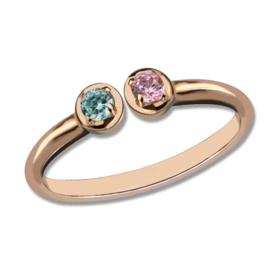 Dual Birthstone Ring 18ct Rose Gold Plated Silver - The Name Jewellery™