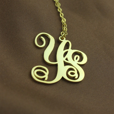 Personalised 18ct Gold Plated Vine Font 2 Initial Monogram Necklace - The Name Jewellery™