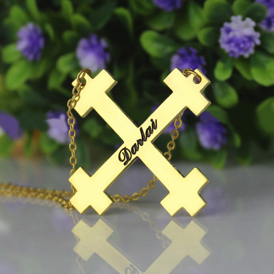 Gold Plated Silver Julian Cross Name Necklaces Troubadour Cross - The Name Jewellery™