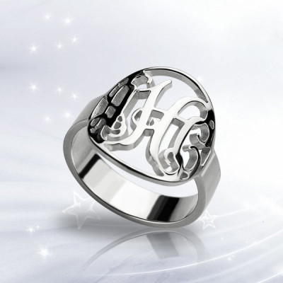 Cut Out Monogram Initial Ring Sterling Silver - The Name Jewellery™