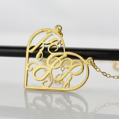 Solid Gold Initial Monogram Personalised Heart Necklace - The Name Jewellery™