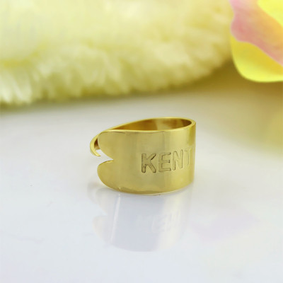 18ct Gold Plated Name Engraved Cuff Rings - The Name Jewellery™