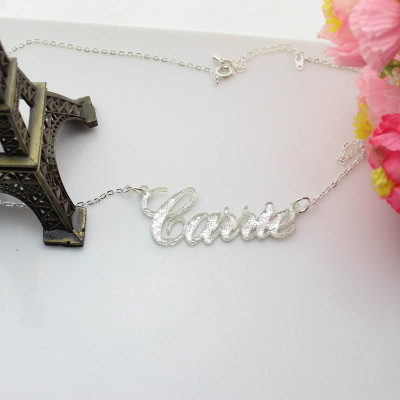 Carrie Silver Glitter Acrylic Name Necklack - The Name Jewellery™