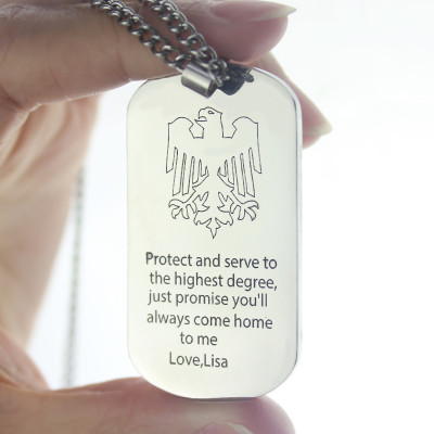 Man's Dog Tag Eagle Name Necklace - The Name Jewellery™