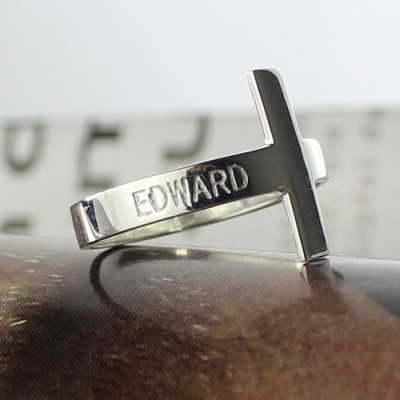Engraved Name Cross Rings Sterling Silver - The Name Jewellery™