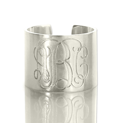 Personalised Monogram Cuff Ring Sterling Silver - The Name Jewellery™