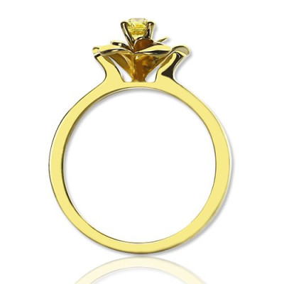 Promise Rose Ring for Her with Birthstone 18ct Gold Plated - The Name Jewellery™