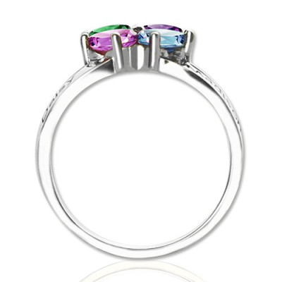 Personalised Mothers Name Ring with Birthstone Sterling Silver - The Name Jewellery™