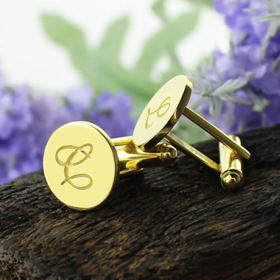 Custom Script Initial Cufflinks for Men 18ct Gold Plated - The Name Jewellery™