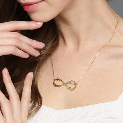 Heart Infinity Necklace 3 Names 18ct Gold Plated - The Name Jewellery™