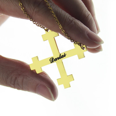 Gold Plated Silver Julian Cross Name Necklaces Troubadour Cross - The Name Jewellery™