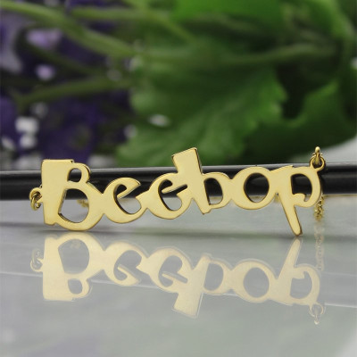 Solid Gold 18ct Personalised Beetle font Letter Name Necklace - The Name Jewellery™