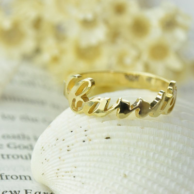 Custom Carrie Name Rings 18ct Gold Plated - The Name Jewellery™