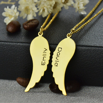 Matching Angel Wings Necklaces Set for Couple 18ct Gold plated - The Name Jewellery™