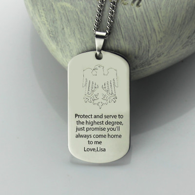 Man's Dog Tag Eagle Name Necklace - The Name Jewellery™