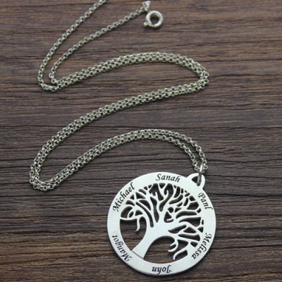 Tree Of Life Necklace Engraved Names in Silver - The Name Jewellery™