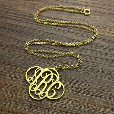 Personalised Cut Out Clover Monogram Necklace 18ct Gold Plated - The Name Jewellery™