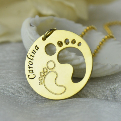 Cut Out Baby Footprint Pendant 18ct Gold Plated - The Name Jewellery™