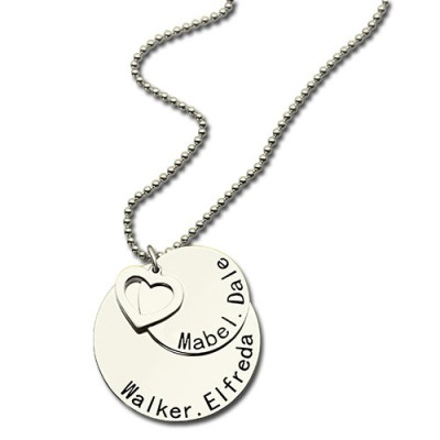 Disc Family Pendant Necklace Engraved Names in Silver - The Name Jewellery™