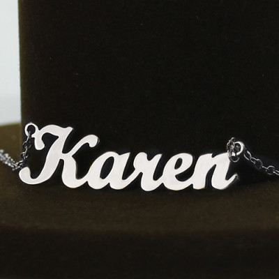 Solid 18ct White Gold Plated Karen Style Name Necklace - The Name Jewellery™