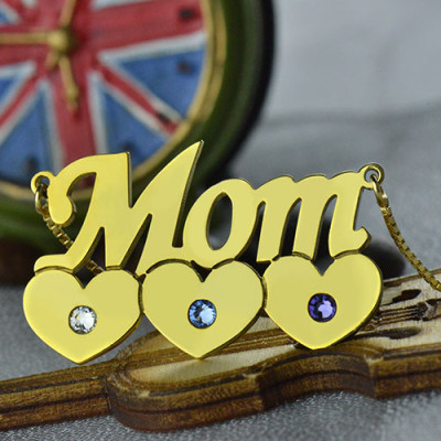 Moms Necklace With Children Birthstone In 18ct Gold Plated - The Name Jewellery™