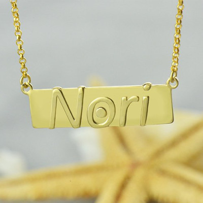 Custom Nameplate Bar Necklace 18ct Gold Plated - The Name Jewellery™