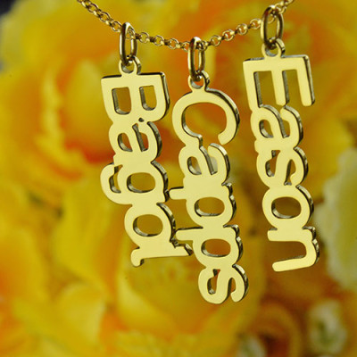 Customised Vertical Multiable Names Necklace 18ct Gold Plated - The Name Jewellery™