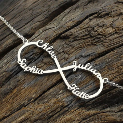 Sterling Silver Infinity Symbol Necklace 4 Names - The Name Jewellery™
