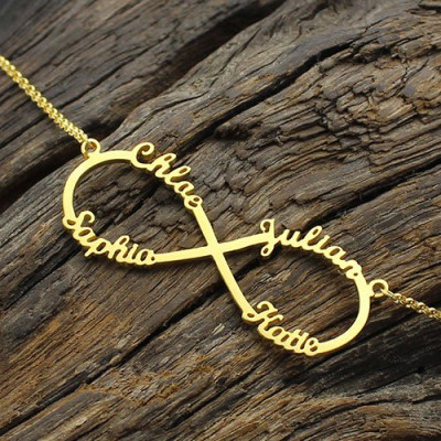 Custom 18ct Gold Plated Infinity Necklace 4 Names - The Name Jewellery™