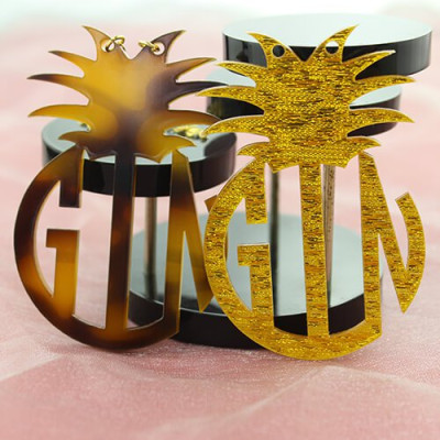 Personalised Acrylic Block Monogram Pineapple Necklace - The Name Jewellery™