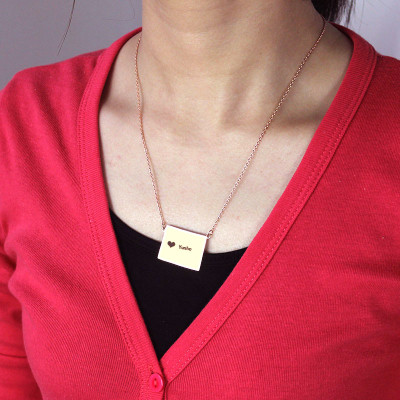 Wyoming State Shaped Map Necklaces With Heart  Name Rose Gold - The Name Jewellery™