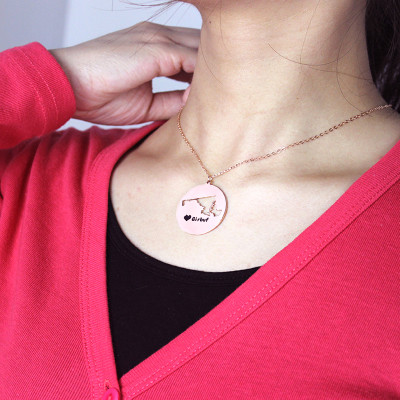 Custom Maryland Disc State Necklaces With Heart  Name Rose Gold - The Name Jewellery™