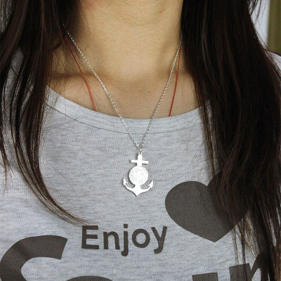 Sterling Silver Anchor Monogram Initial Necklace - The Name Jewellery™