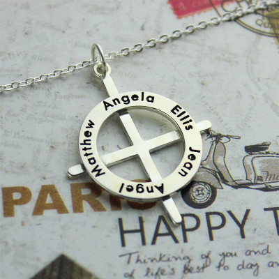 Silver Latin Style Circle Cross Necklace with Any Names - The Name Jewellery™