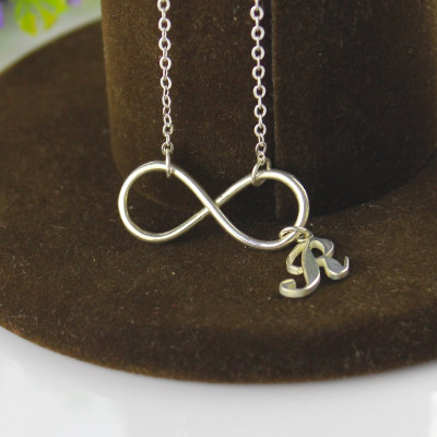 Infinity Necklaces with Initial Letter Charm Silver - The Name Jewellery™
