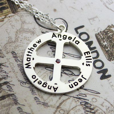 Family Circle Cross Name Necklace Silver - The Name Jewellery™