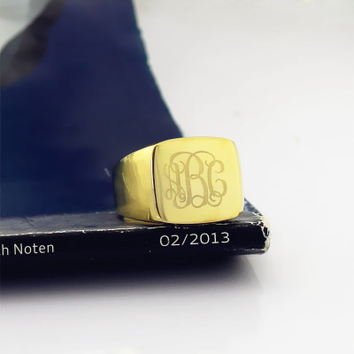 18ct Gold Plated Fashion Monogram Initial Ring - The Name Jewellery™