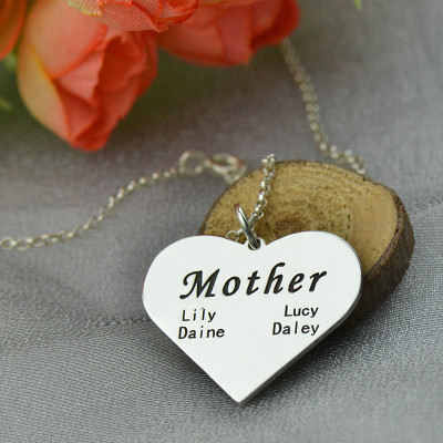 "Mother" Family Heart Necklace Sterling Silver - The Name Jewellery™