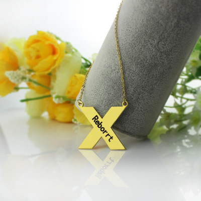 Personalised 18ct Gold Plated Silver St. Andrew Name Cross Necklace - The Name Jewellery™