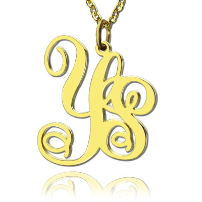 Personalised 18ct Gold Plated Vine Font 2 Initial Monogram Necklace - The Name Jewellery™
