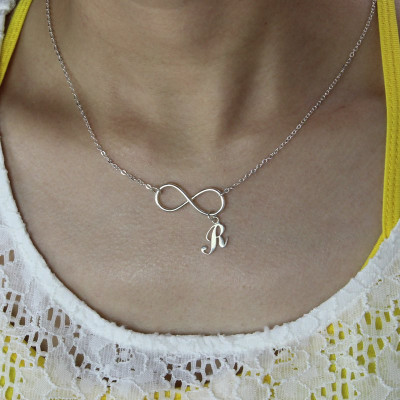 Infinity Necklaces with Initial Letter Charm Silver - The Name Jewellery™