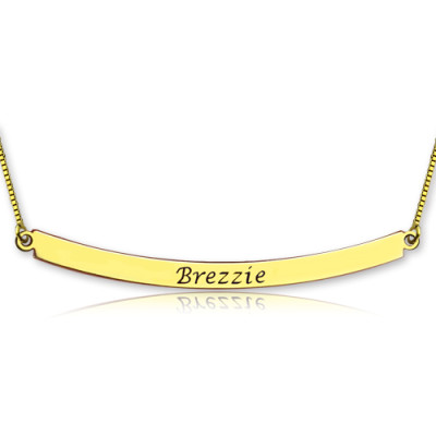 Personalised 18ct Gold Plated Curved Bar Necklace - The Name Jewellery™